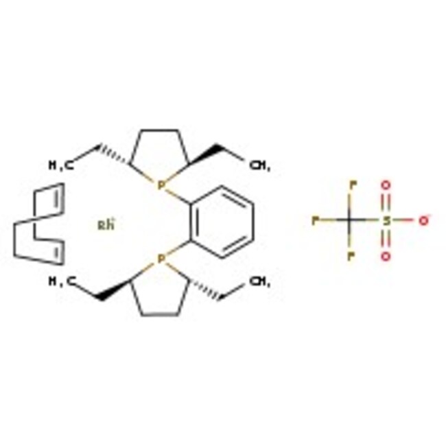 (-)-1,2-Bis[(2R,5R)-2,5-diethylphospholano]benzene(1,5-cyclooctadiene)rhodium(I) trifluoromethanesulfonate, 97%, Thermo Scientific Chemicals