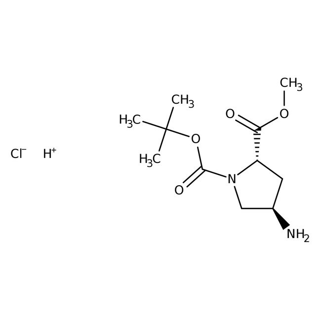 Hidrocloruro de éster metílico de trans-4-amino-N-Boc-L-prolina, 97 %, Thermo Scientific Chemicals