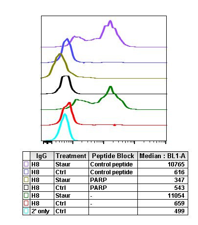 PARP1 (cleaved Asp214) Antibody in Flow Cytometry (Flow)